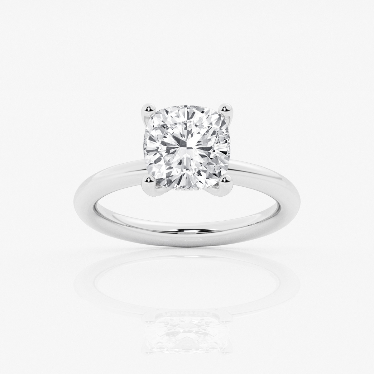 3.50 Carat Cushion Lab Created Diamond Engagement Ring with Hidden Halo 8 / White Gold