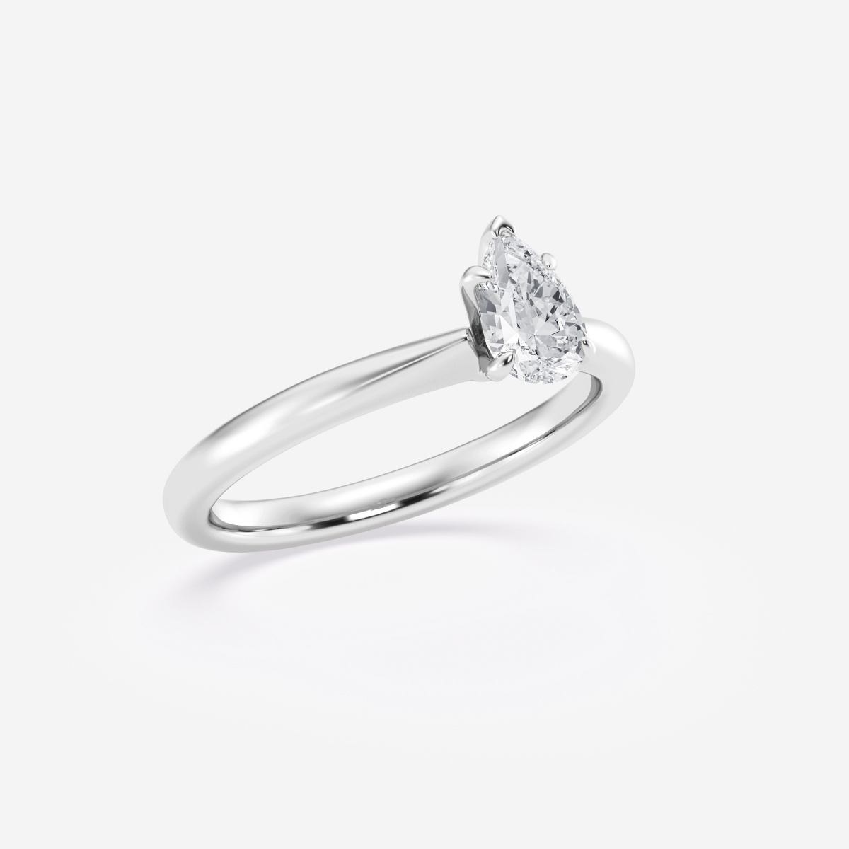 Pear Petite Solitaire Diamond Engagement Ring