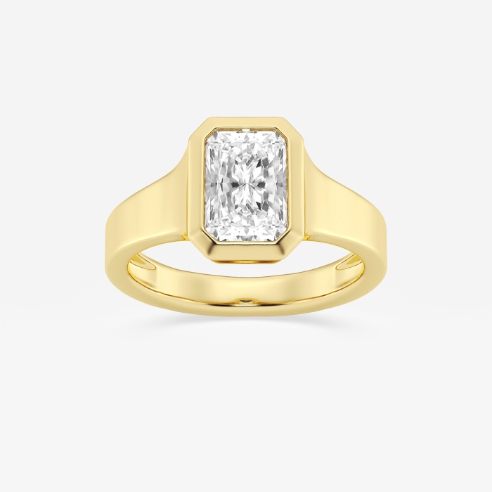 2 ctw Radiant Lab Grown Diamond Bezel Set Wide Band Solitaire Engagement Ring