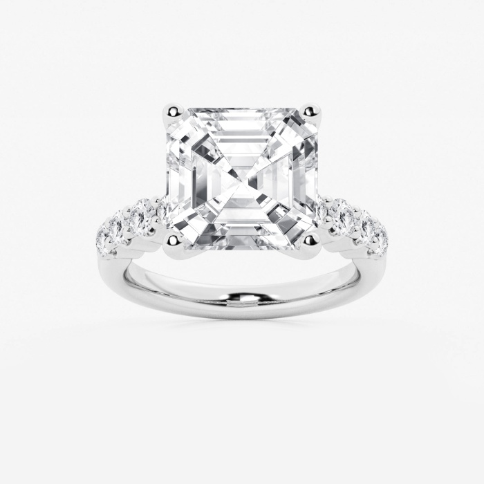 Asscher Graduated Side Stone Engagement Ring