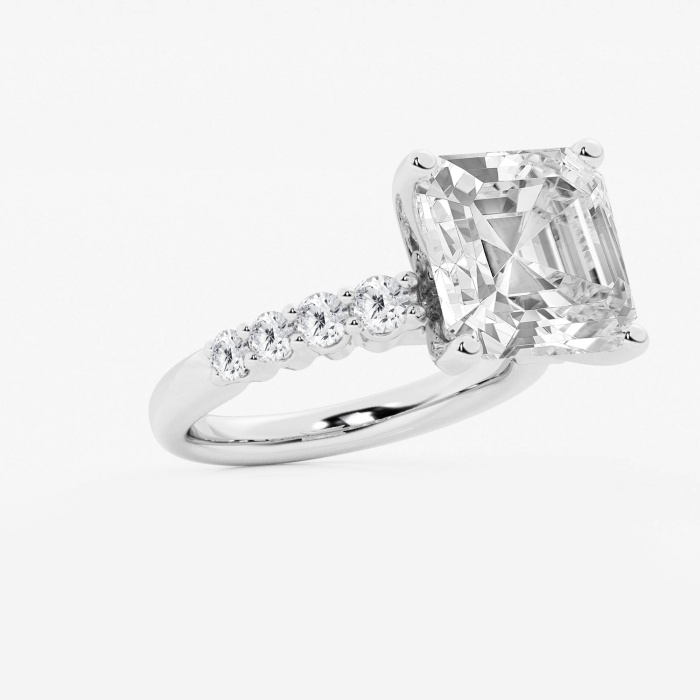 Asscher Graduated Side Stone Engagement Ring
