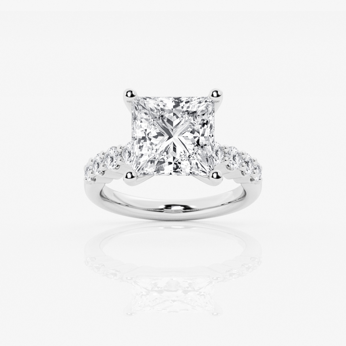 2 ctw Round Lab Grown Diamond Graduated Engagement Ring - Grownbrilliance