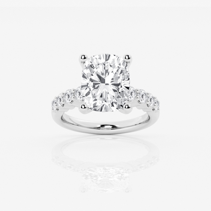 6 2/3 ctw Elongated Cushion Lab Grown Diamond Graduated Engagement Ring