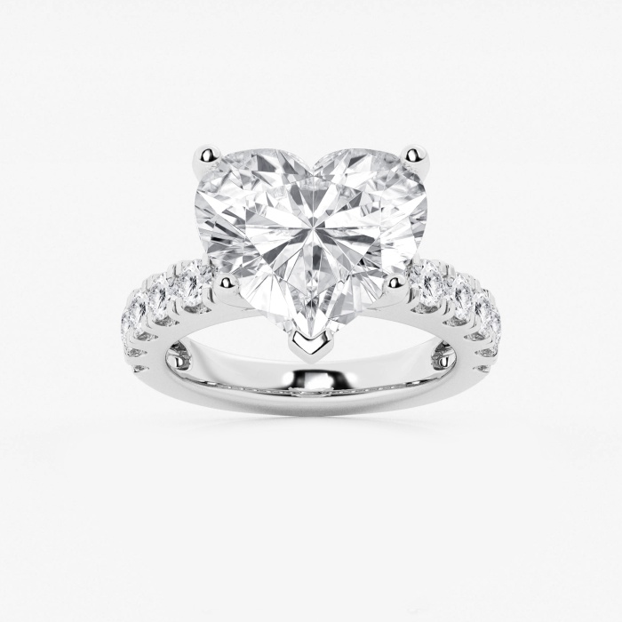 9 ctw Heart Lab Grown Diamond Engagement Ring with Split Prong Side Accents