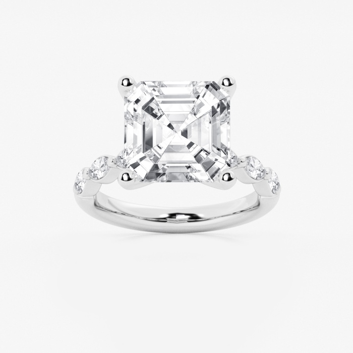 Floating Marquise Asscher Side Stone Engagement Ring