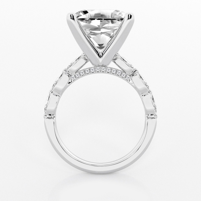 Floating Marquise Asscher Side Stone Engagement Ring