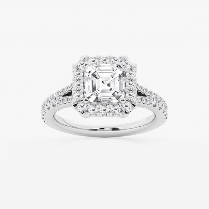 Split Shank Asscher Halo Engagement Ring