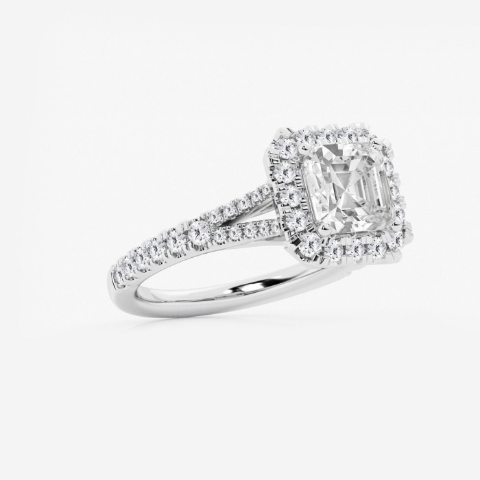 Split Shank Asscher Halo Engagement Ring