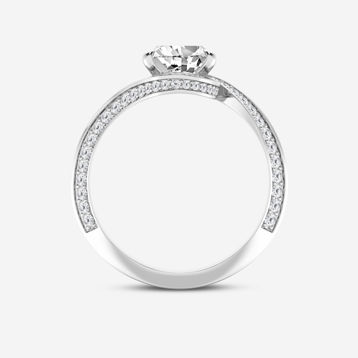 Additional Image 1 for  2 1/2 ctw Pear Lab Grown Diamond Twisted Bypass Side Stone Engagement Ring