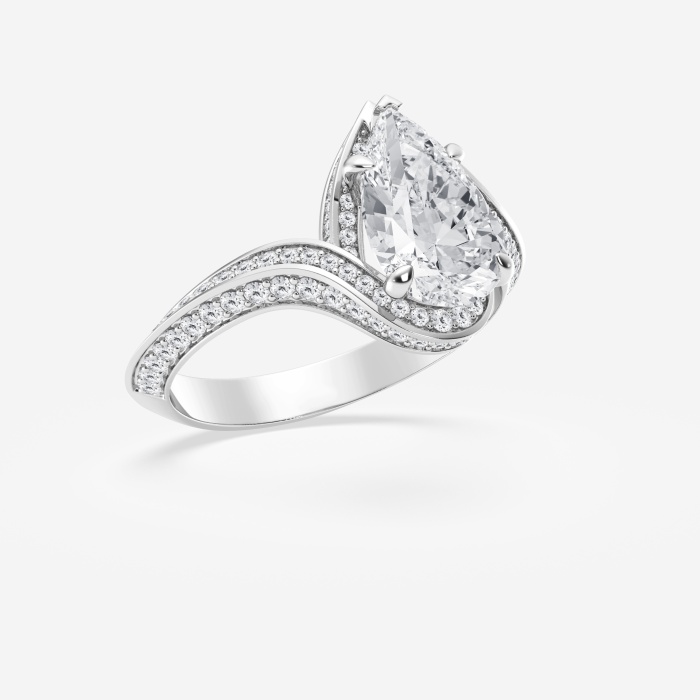 Additional Image 2 for  2 1/2 ctw Pear Lab Grown Diamond Twisted Bypass Side Stone Engagement Ring