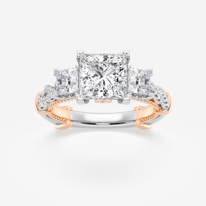 Design ID 2628 - 3 5/8 ctw Princess Lab Grown Diamond Truly Custom Engagement Ring