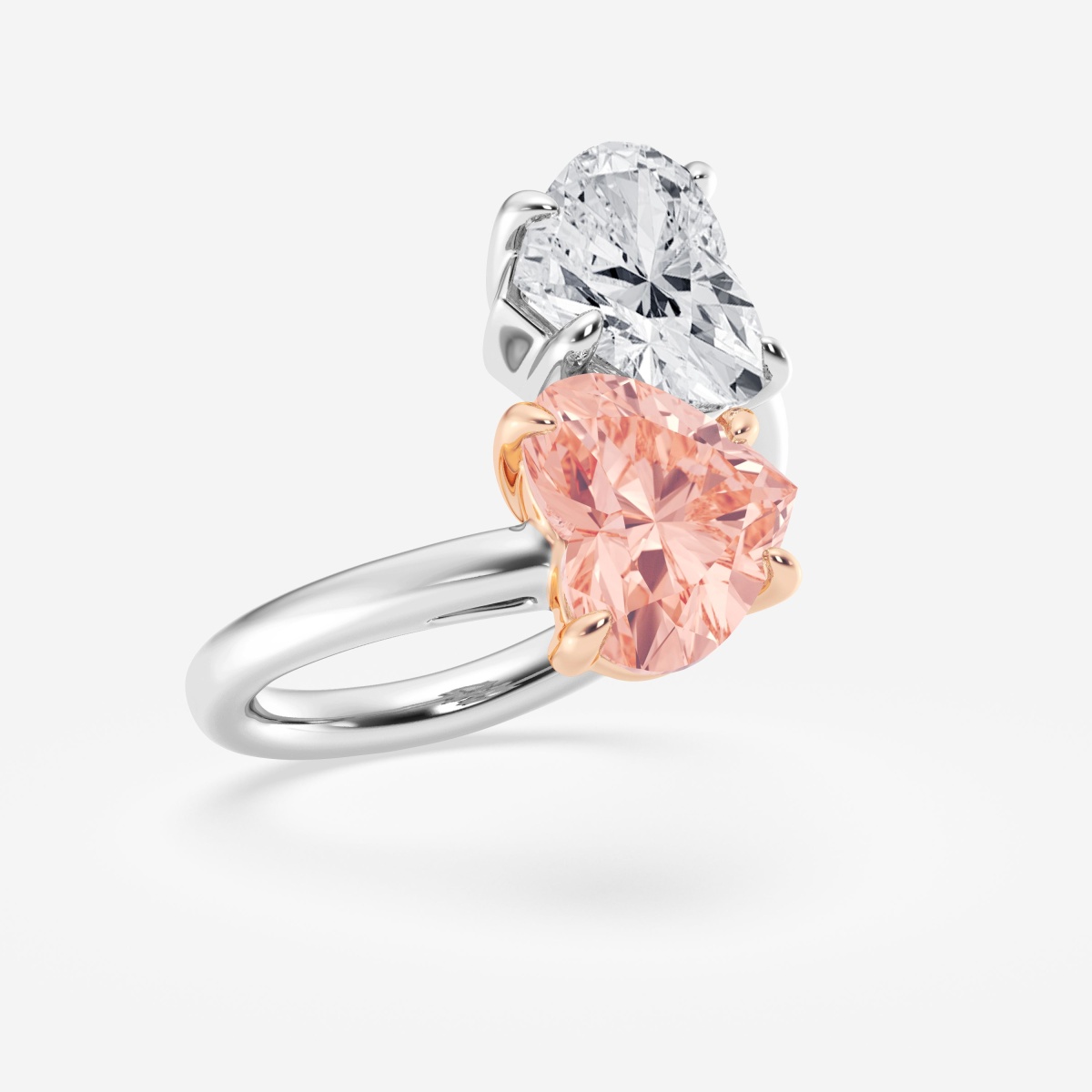 Additional Image 1 for  6 ctw Fancy Pink Heart Lab Grown Diamond Two Stone Bypass Fashion Ring