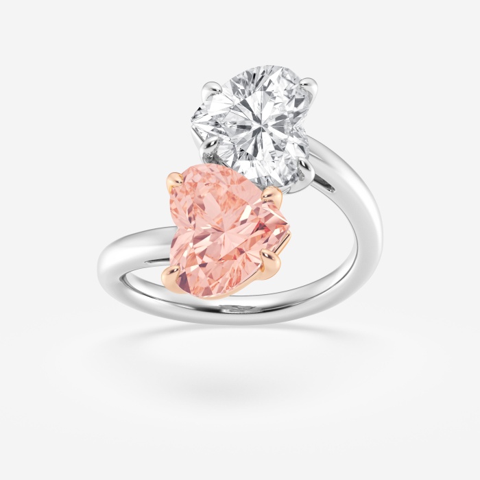 6 ctw Fancy Pink Heart Lab Grown Diamond Two Stone Bypass Fashion Ring