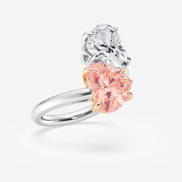 Additional Image 1 for  6 ctw Fancy Pink Heart Lab Grown Diamond Two Stone Bypass Fashion Ring
