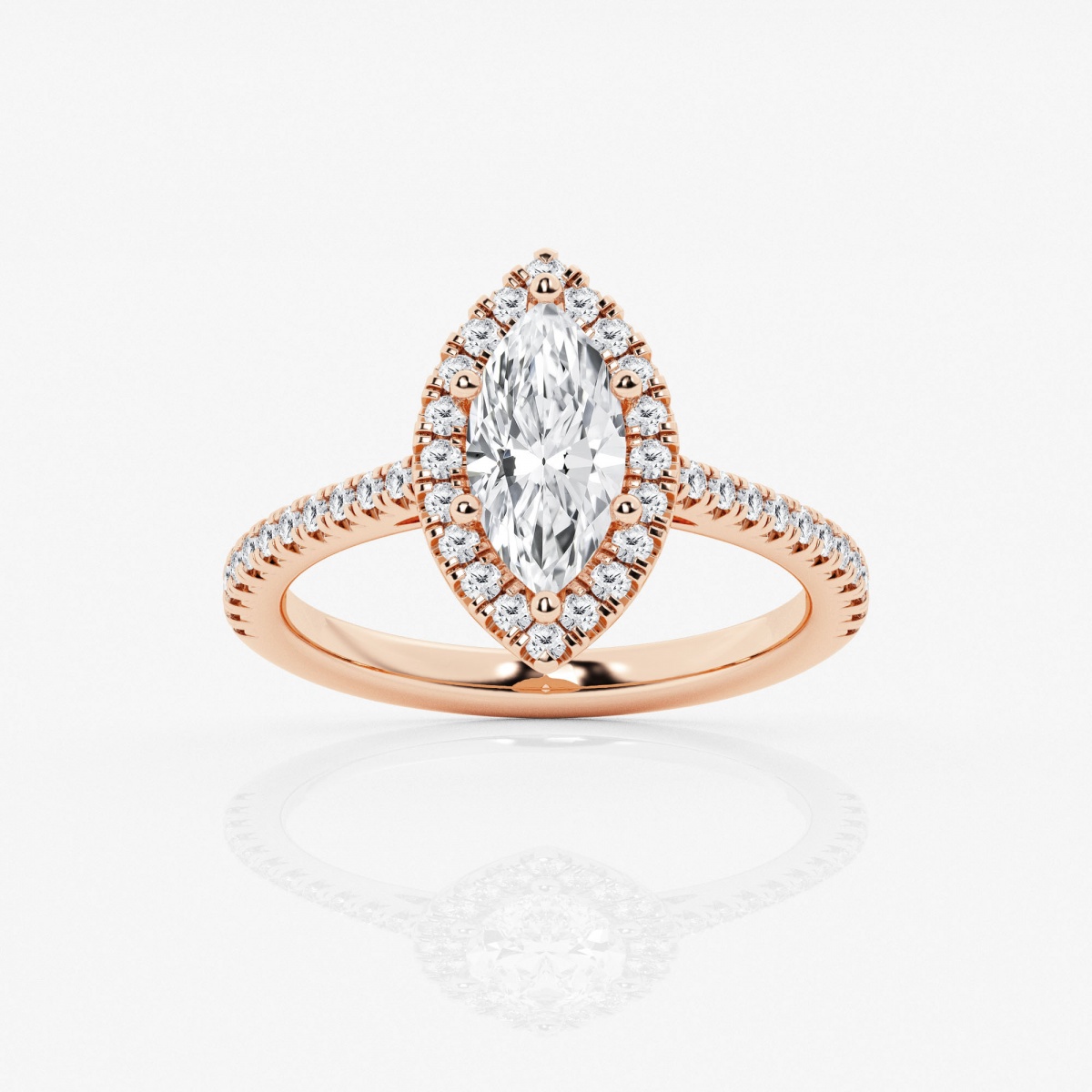 1 1/3 ctw Marquise Lab Grown Diamond French Pave Halo Engagement Ring ...