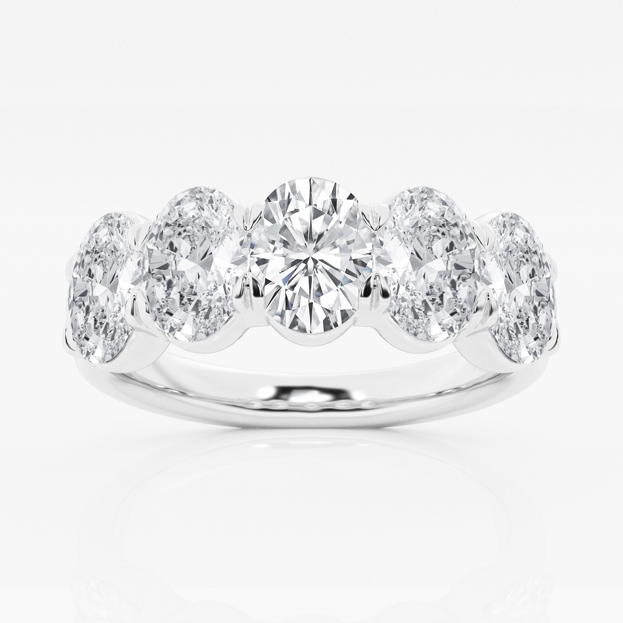 3 ctw Oval Lab Grown Diamond Five-Stone Anniversary Band - Grownbrilliance