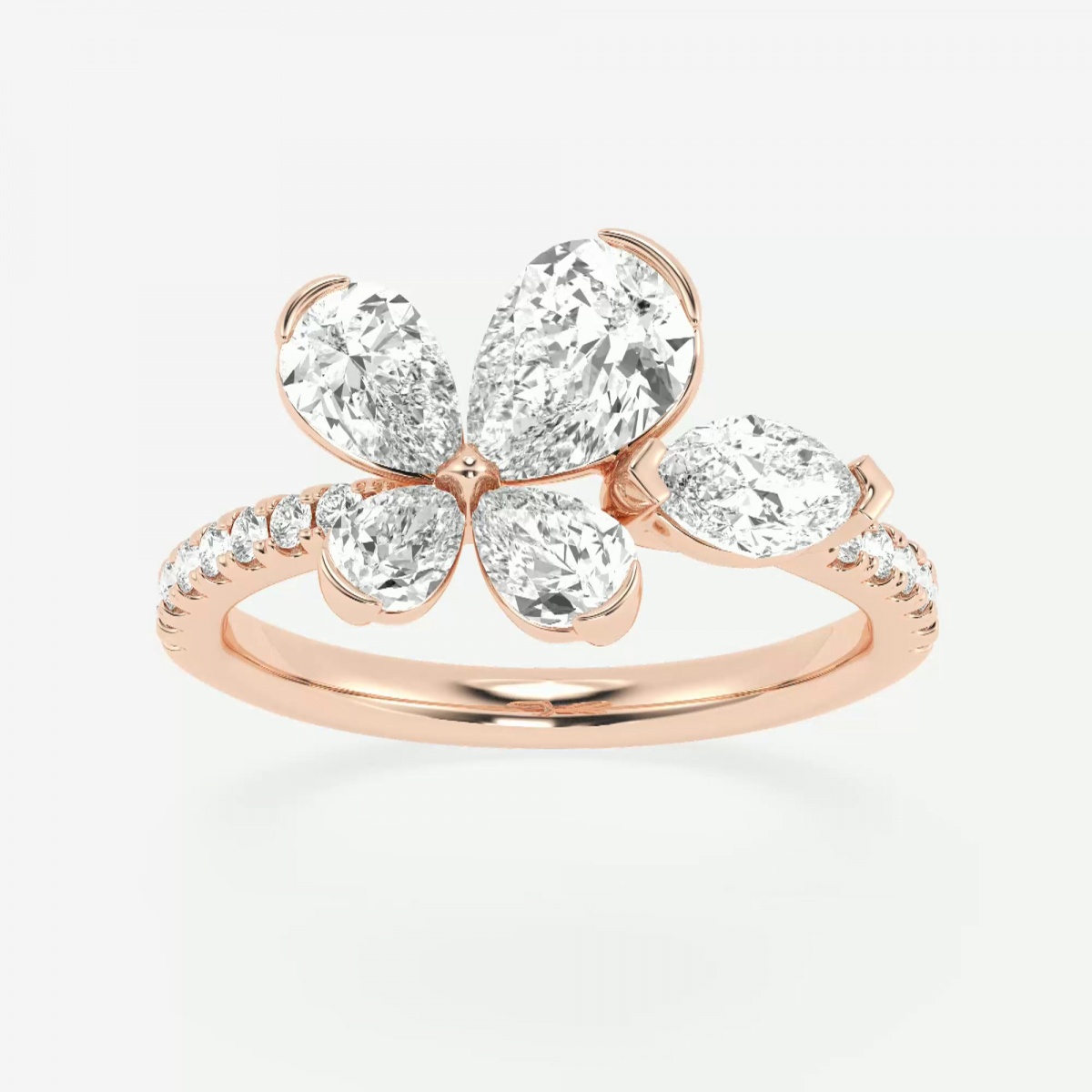2 ctw Pear and Marquise Lab Grown Diamond Flower Fashion Ring