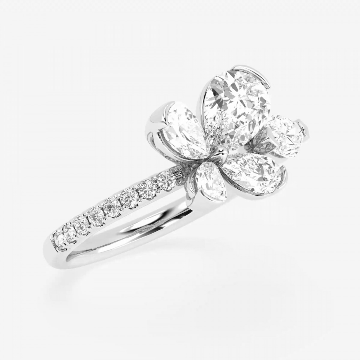Additional Image 1 for  2 ctw Pear and Marquise Lab Grown Diamond Flower Fashion Ring