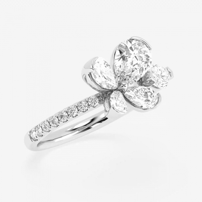 2 ctw Pear and Marquise Lab Grown Diamond Flower Fashion Ring
