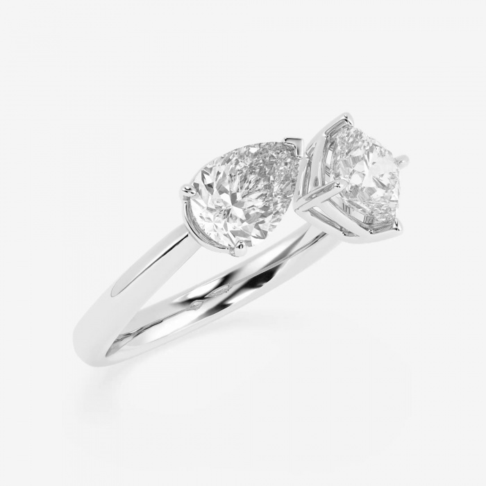 1 1/2 ctw Pear and Cushion Lab Grown Diamond Two Stone Fashion Ring
