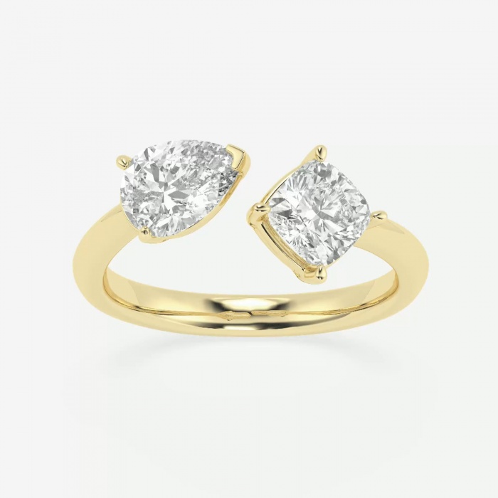 1 1/2 ctw Pear and Cushion Lab Grown Diamond Two Stone Fashion Ring