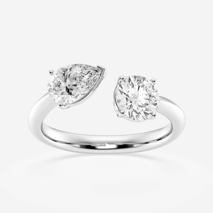 1 1/2 ctw Pear and Round Lab Grown Diamond Two-Stone Fashion Ring