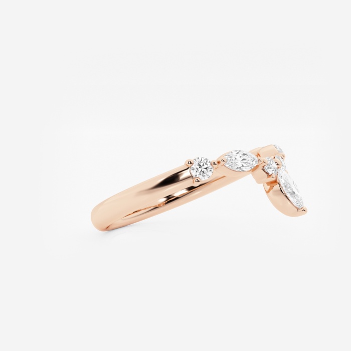 2/5 ctw Round and Marquise Lab Grown Diamond Chevron Stackable Ring
