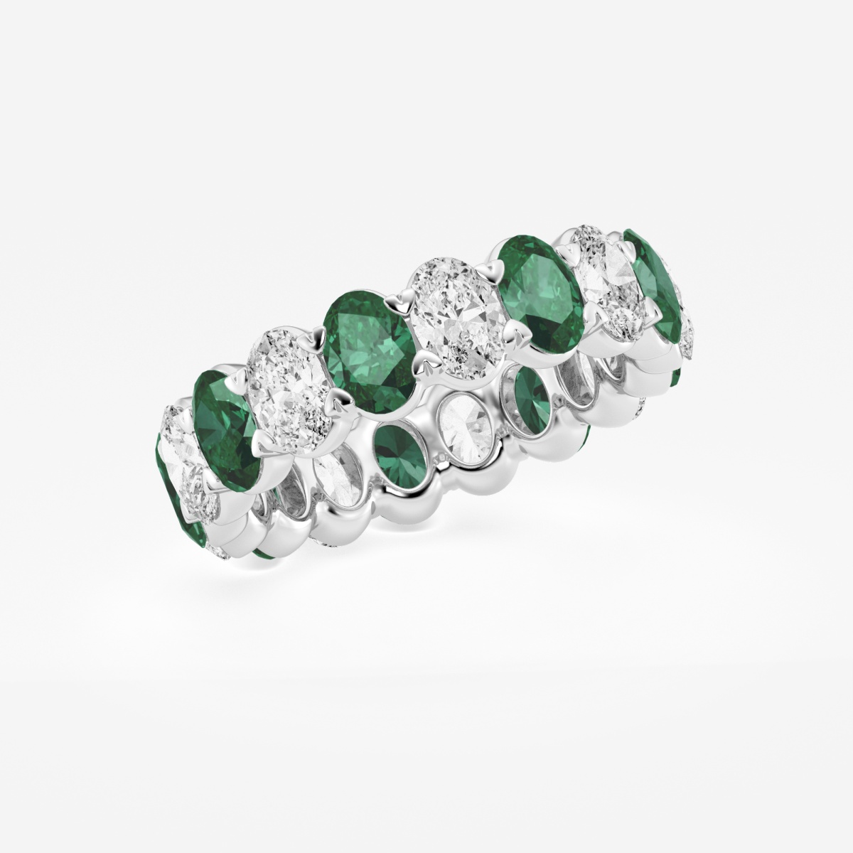 Additional Image 1 for  5.4x3.8 mm Oval Cut Created Emerald and 2 5/8 ctw Oval Lab Grown Diamond Eternity Band - 5.5mm Width