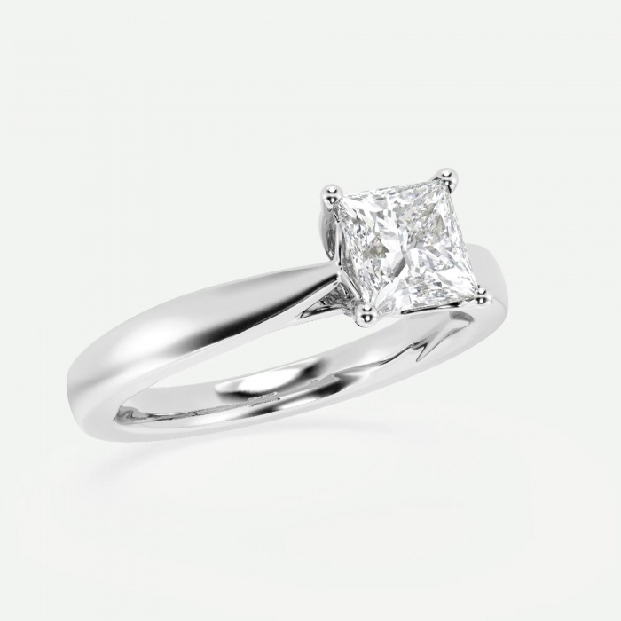 1 ctw Princess Lab Grown Diamond Floral Solitaire Engagement Ring