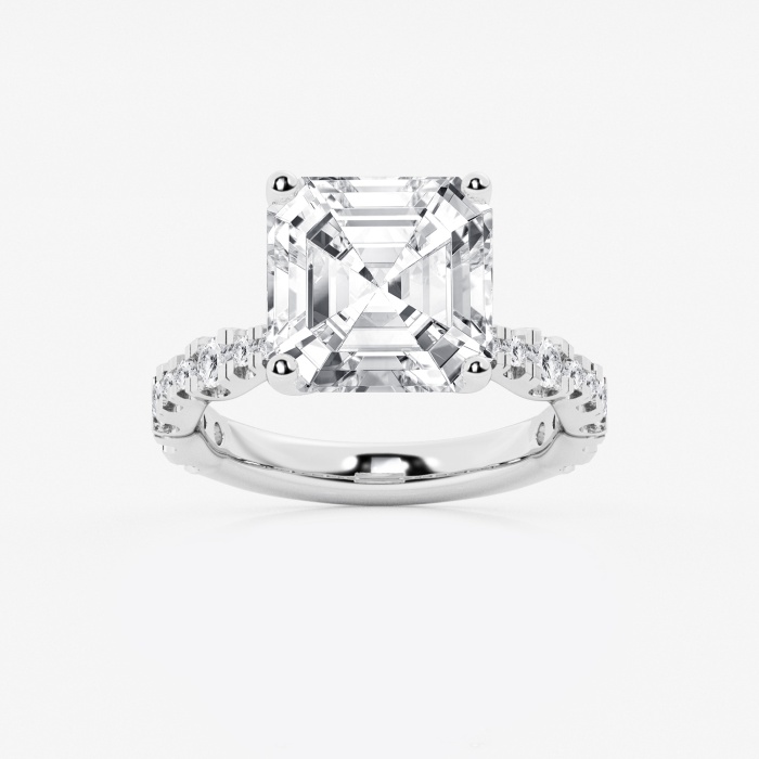 Asscher Station Side Stone Engagement Ring