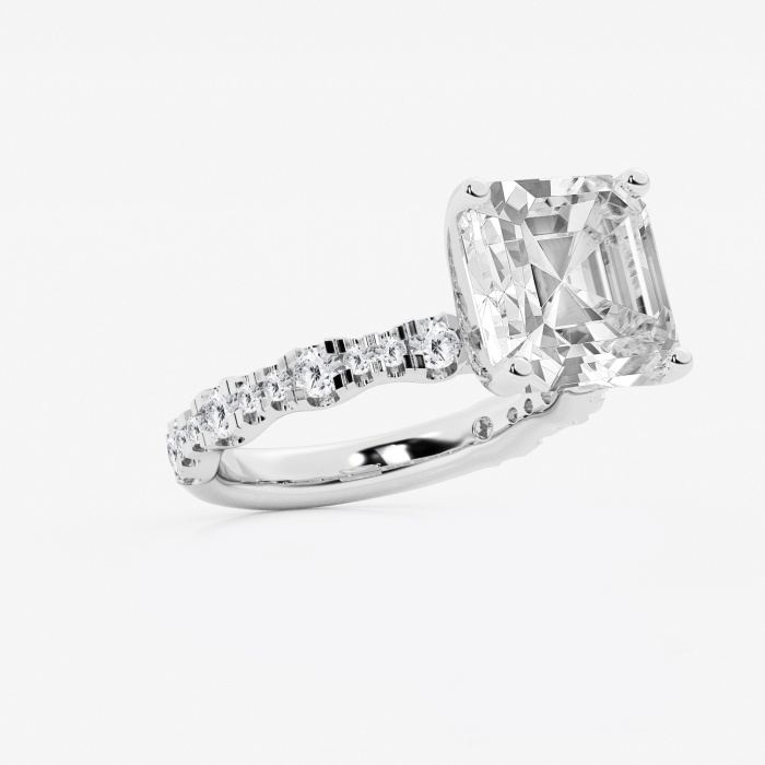 Asscher Station Side Stone Engagement Ring