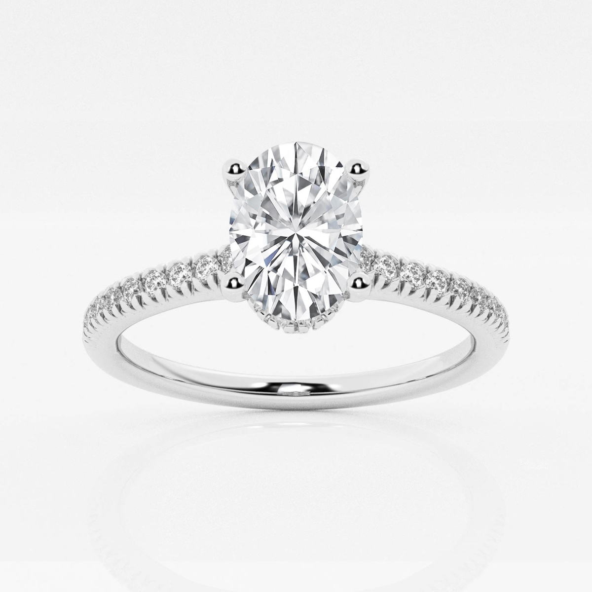 1 1/3 ctw Oval Lab Grown Diamond Hidden Halo Engagement Ring