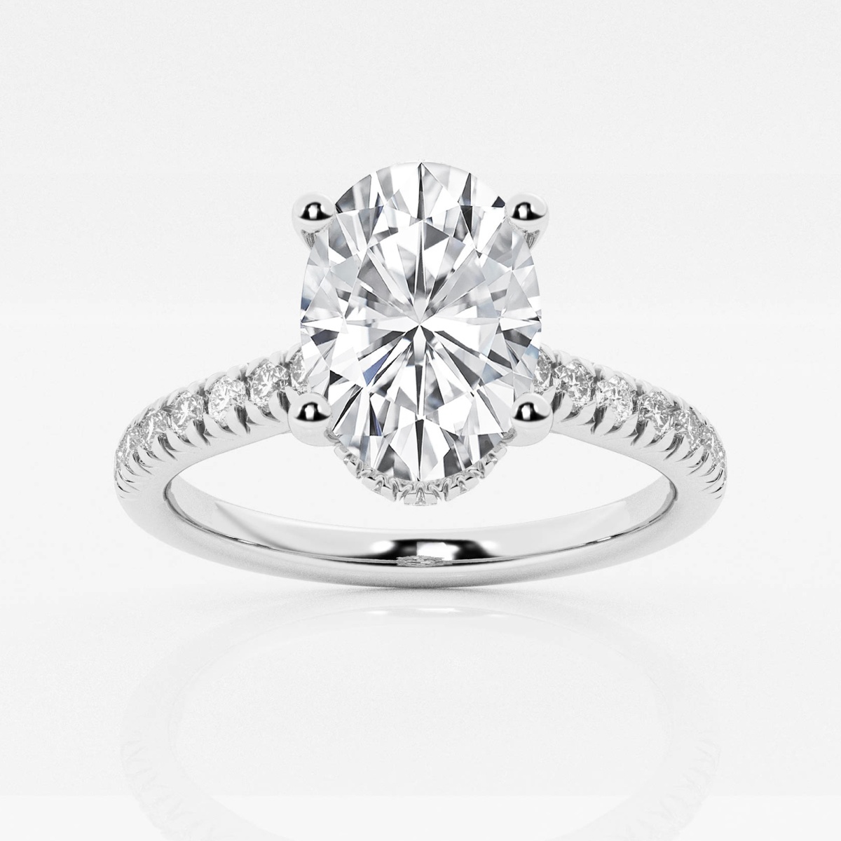 2 1/2 ctw Oval Lab Grown Diamond Hidden Halo Engagement Ring