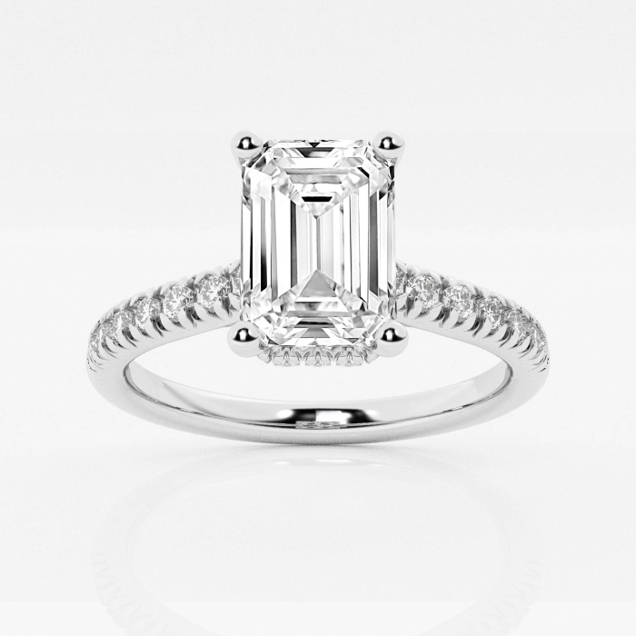 2 1/2 ctw Emerald Lab Grown Diamond Hidden Halo Engagement Ring