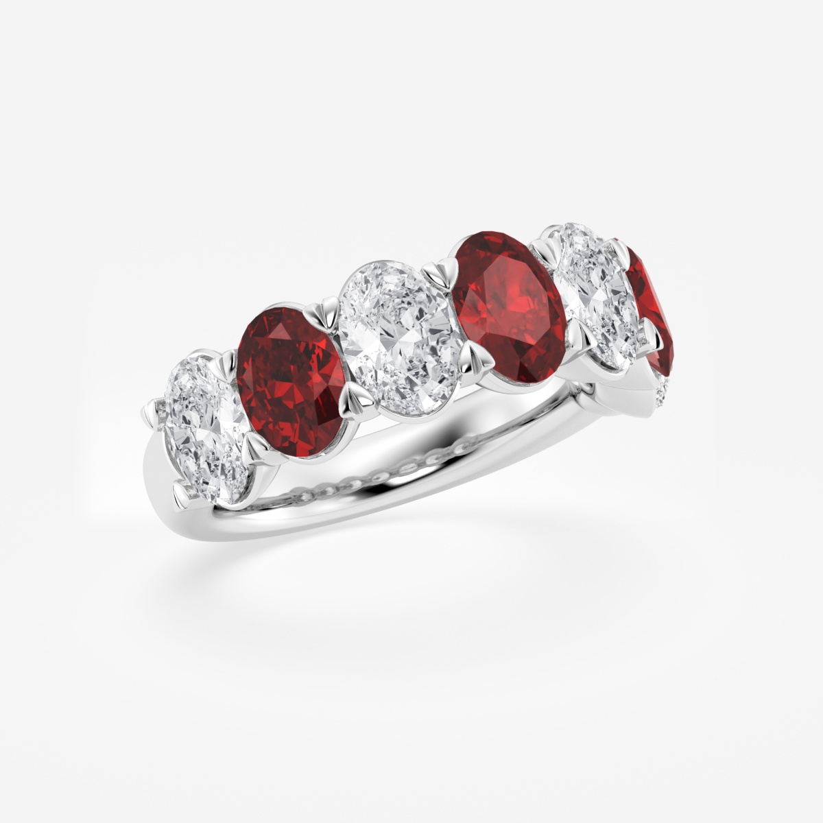 Additional Image 1 for  7.0x4.9 mm Oval Cut Created Ruby and 2 7/8 ctw Oval Lab Grown Diamond Anniversary Band