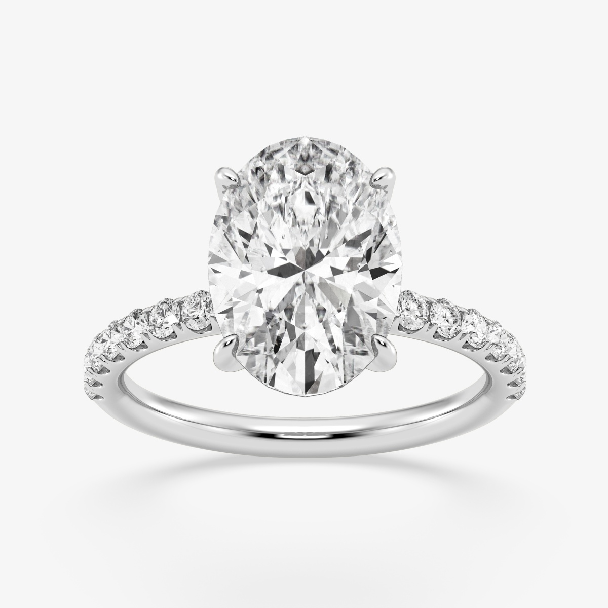 4 5/8 ctw Oval Lab Grown Diamond Hidden Halo Engagement Ring