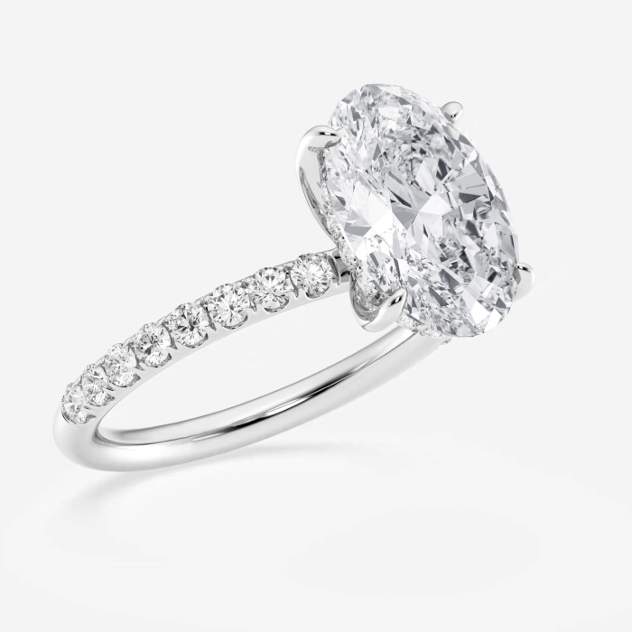 4 5/8 ctw Oval Lab Grown Diamond Hidden Halo Engagement Ring
