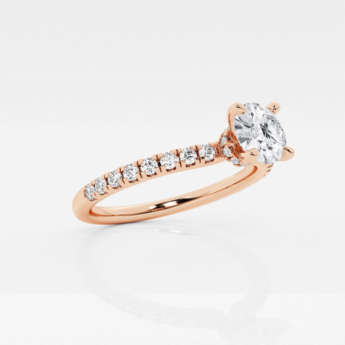 Additional Image 2 for  1 ctw Round Lab Grown Diamond Hidden Halo Engagement Ring