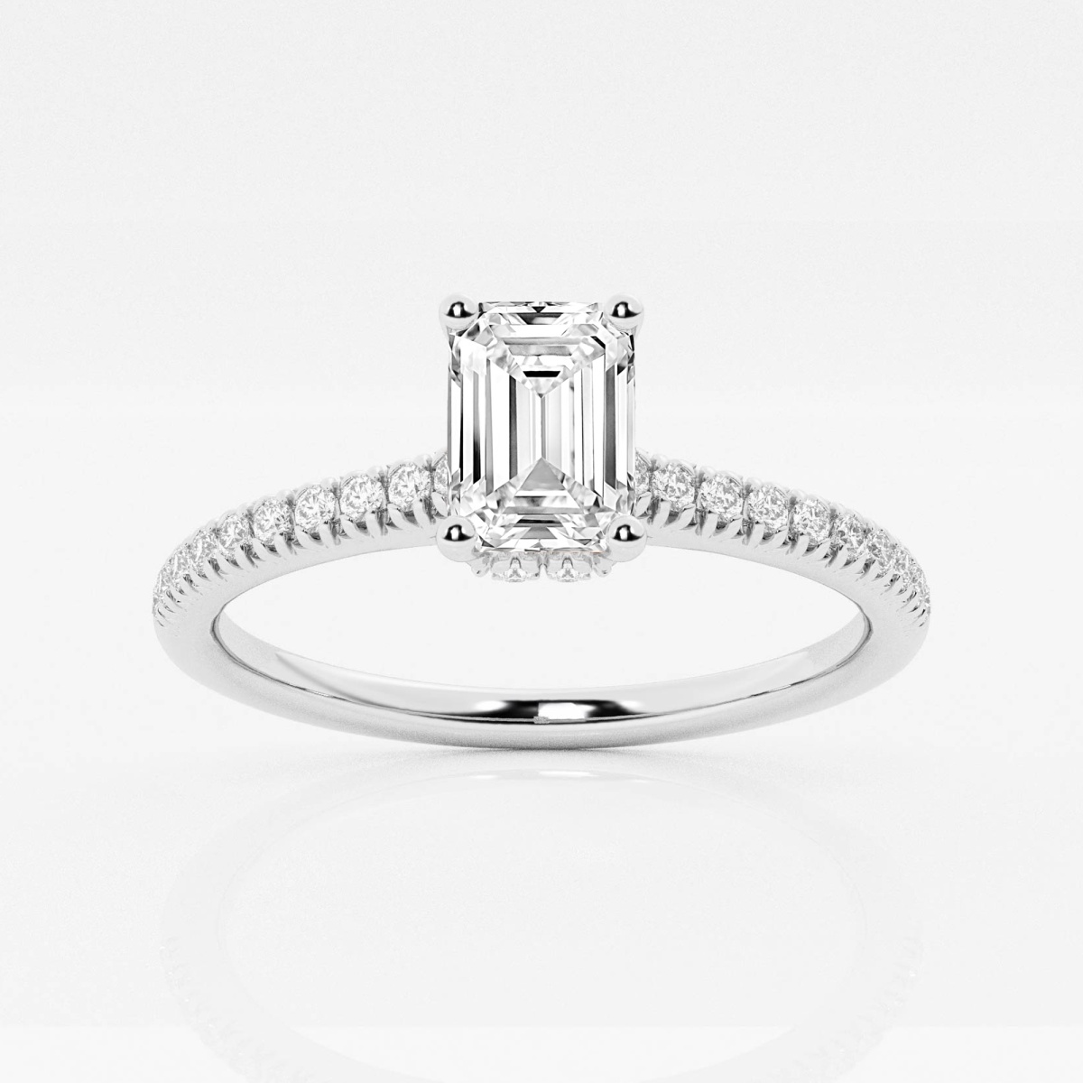 1 ctw Emerald Lab Grown Diamond Hidden Halo Engagement Ring