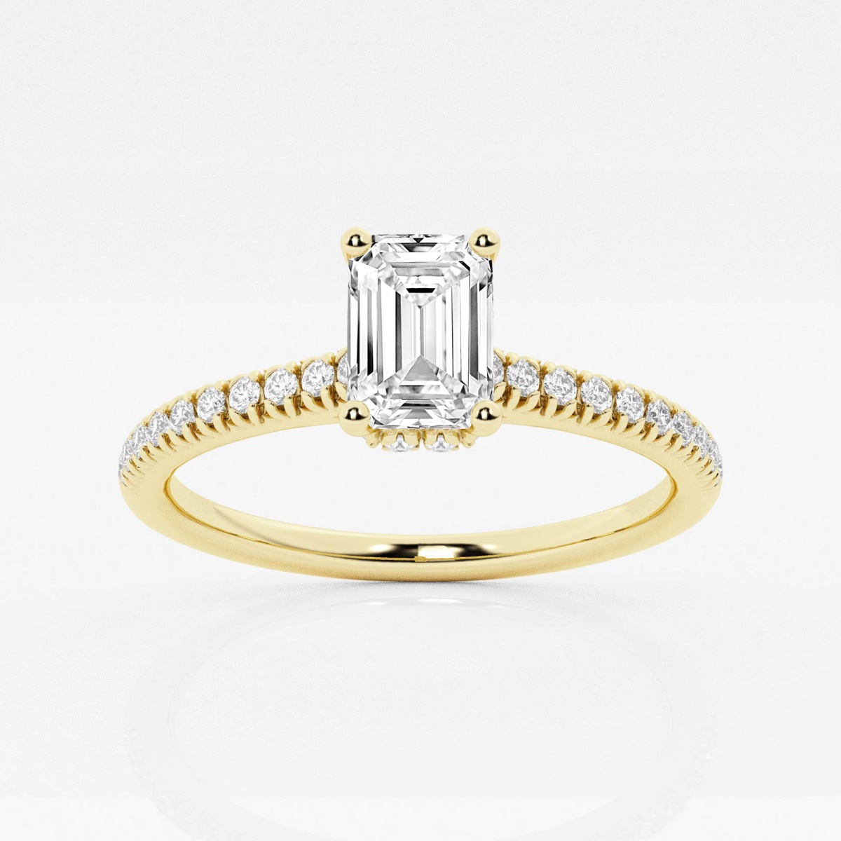 1 ctw Emerald Lab Grown Diamond Hidden Halo Engagement Ring ...