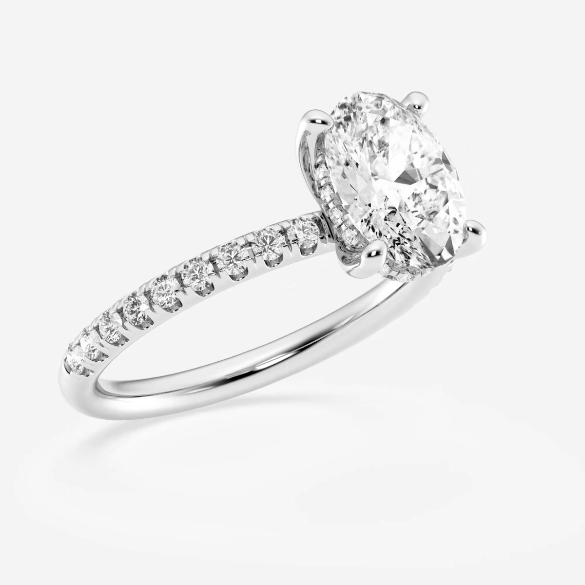 Additional Image 2 for  2 2/5 ctw Oval Lab Grown Diamond Hidden Halo Engagement Ring