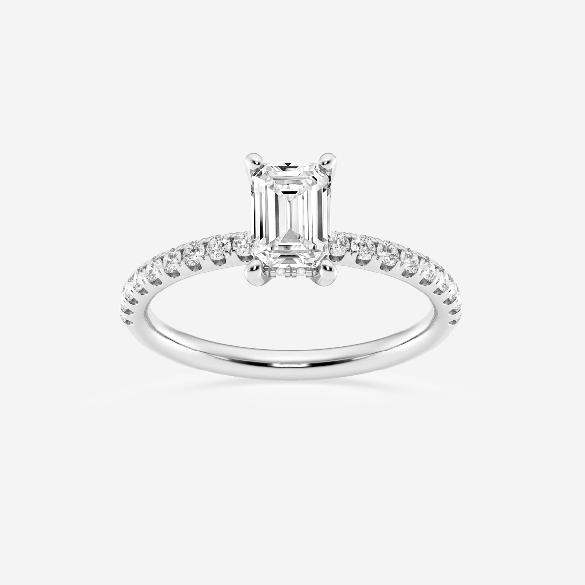 1 1/3 ctw Emerald Lab Grown Diamond Hidden Halo Engagement Ring