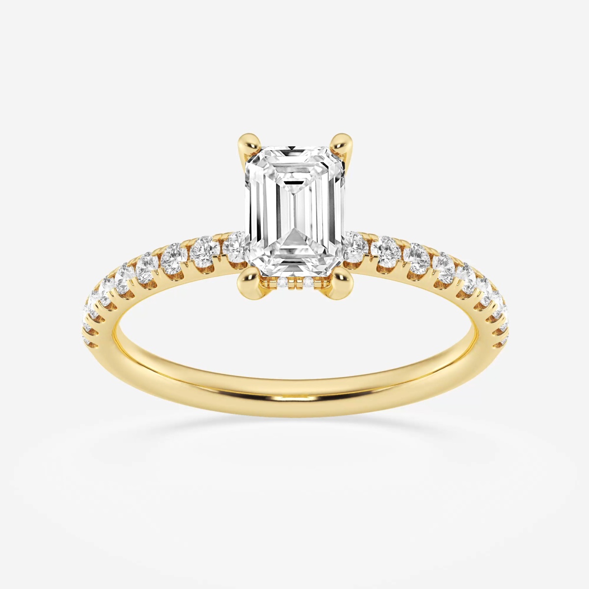 1 1/3 ctw Emerald Lab Grown Diamond Hidden Halo Engagement Ring ...