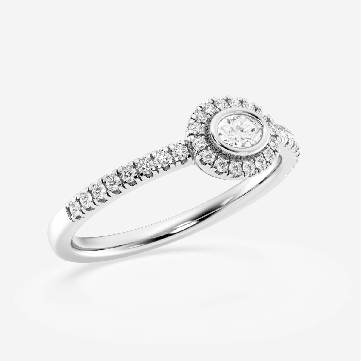 Additional Image 1 for  1/3 ctw Oval Lab Grown Diamond East West Halo Fashion Ring