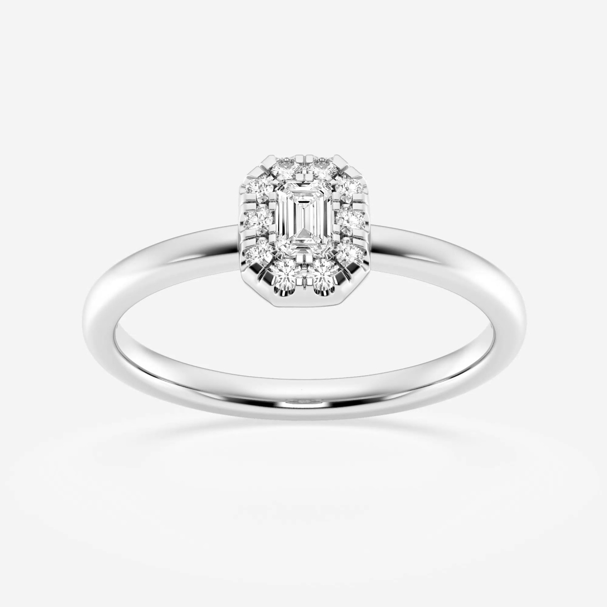 1/4 ctw Emerald Lab Grown Diamond Micro Pave Halo Fashion Ring
