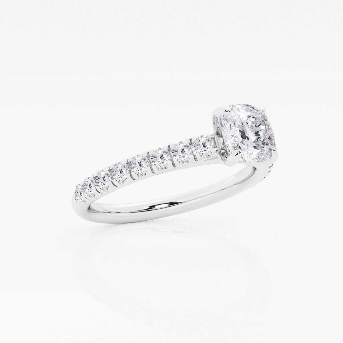 Additional Image 1 for  1 1/8 ctw Cushion Lab Grown Diamond French Pave Engagement Ring