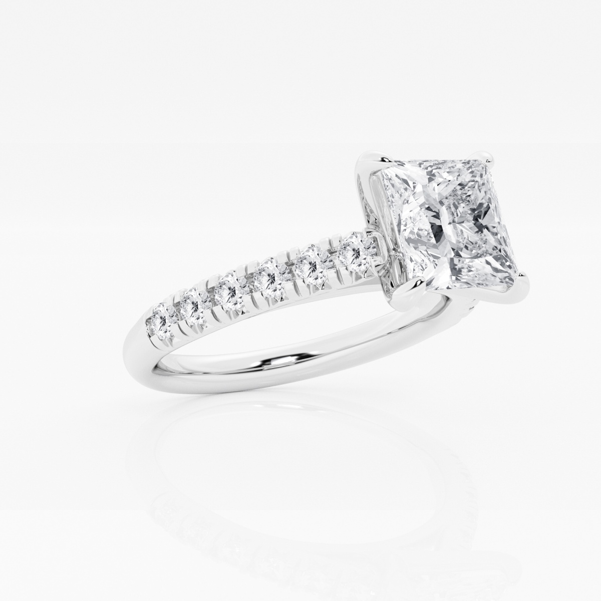 Additional Image 1 for  2 2/5 ctw Princess Lab Grown Diamond French Pave Engagement Ring
