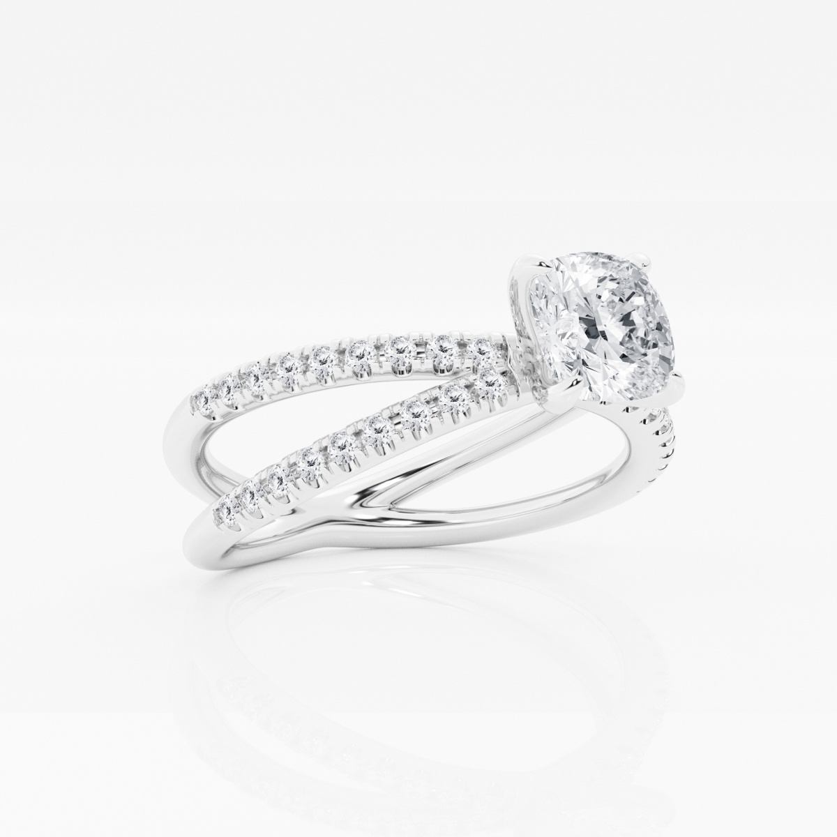 Additional Image 1 for  1 1/3 ctw Cushion Lab Grown Diamond Crossover Micro Pave Engagement Ring