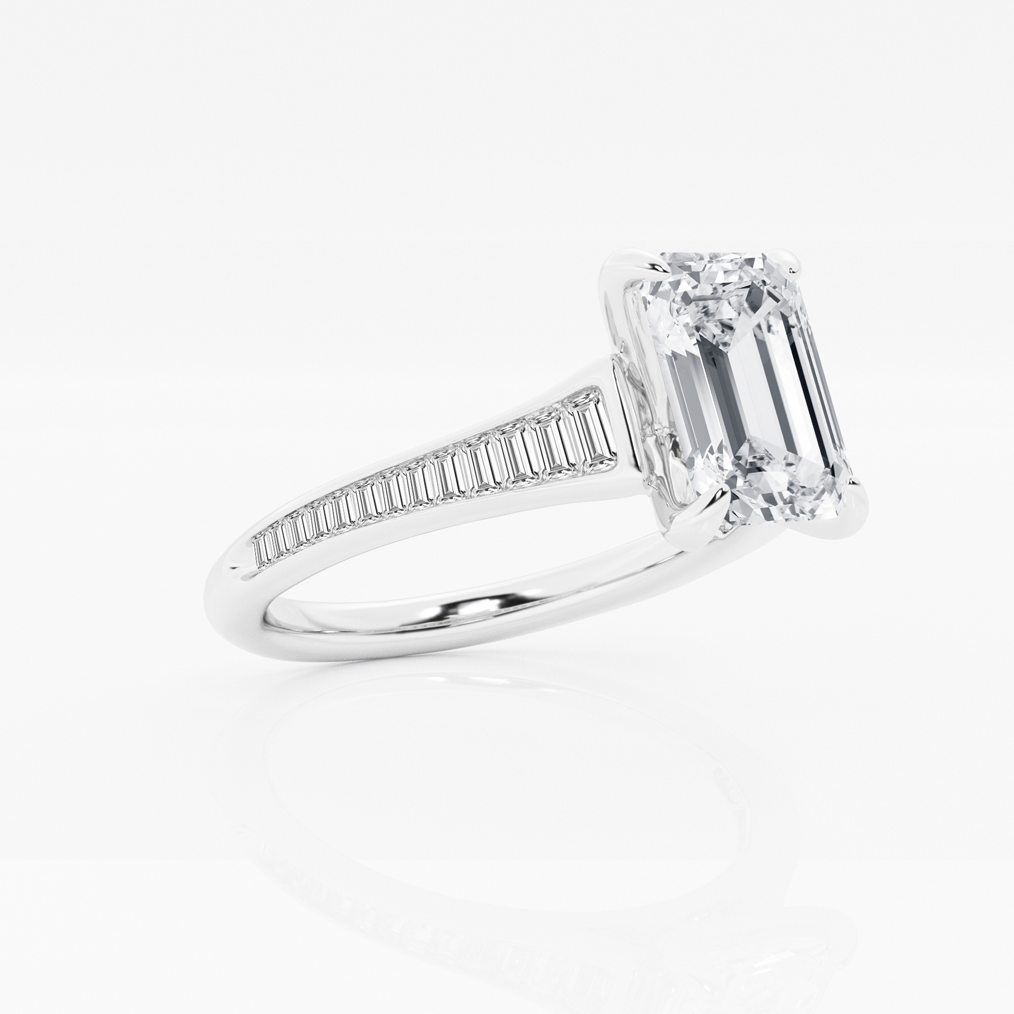 2 1/3 ctw Emerald Lab Grown Diamond Baguette Engagement Ring ...