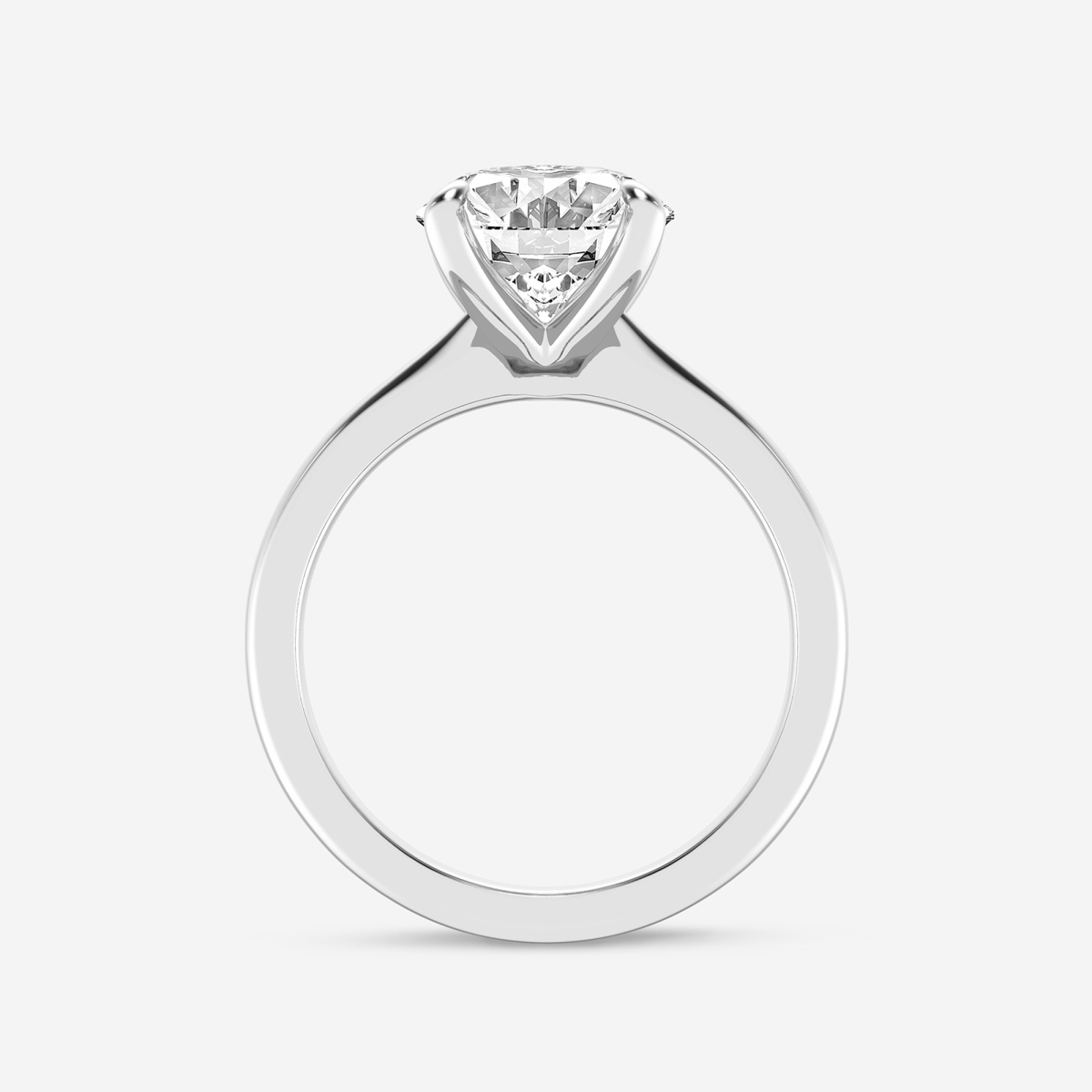 Oval Petite Four Prong Solitaire Diamond Engagement Ring